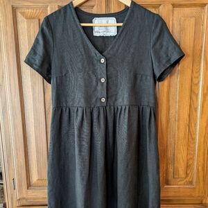 notPERFECTLINEN Black Midi Dress with Buttons